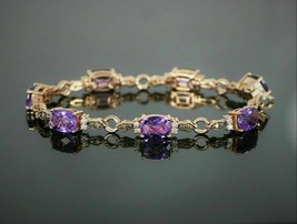 5.58Ct Oval Cut Simulated Amethyst Solitaire Women&#39;s Bracelet 925 Sterling Silve - £142.43 GBP