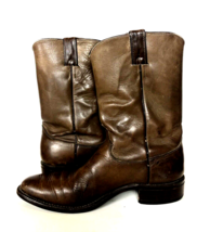 Justin Cowboy Boots 10 Classic Chocolate Brown Leather Mens Pull On Western Wear - £68.03 GBP