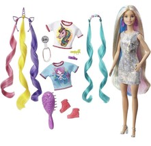 Barbie Doll, Fantasy Hair Doll, Blonde with 2 Decorated Crowns - £25.01 GBP