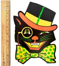 Vintage Halloween Black Cat in Top Hat Cardboard Die-cut (Circa 1940&#39;s) ... - £21.94 GBP