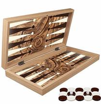 LaModaHome 19&#39;&#39; Turkish Olive Burl Backgammon Set, Wooden, Board Game for Family - £47.28 GBP