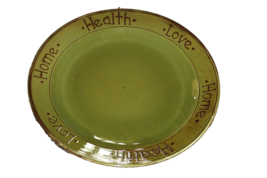 Wisconsin Pottery 12&quot; Plate Dish - Love Home Health - Green &amp; Brown Two Tone - £3.90 GBP