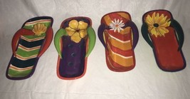 4 Clay Art Flip Flop Summertime Fun Ceramic Snack Dishes Ice Cream Boat Bowls - £23.96 GBP