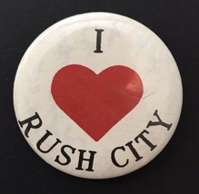 I Love ❤️RUSH CITY Minnesota Button Pin 2.25&quot; Vintage Pinback - $13.00