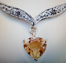 3 CT Heart Cut Lab created AA Citrine Pendant 18&quot; Chain 18K Gold plated SS S12 - £46.83 GBP