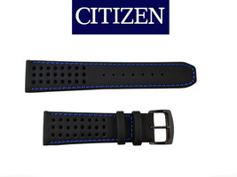 Citizen CA0467-03E ECO-DRIVE BLACK watch band 23mm STRAP Blue stitches   - $74.95