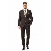 Men Suit BERLUSCONI Turkey 100% Italian Wool Super 180's #Ber30 Brown/Burgundy image 5