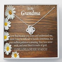 Grandmother Necklace Grandma from Grandson Daughter I Love You Because Love Knot - £43.38 GBP