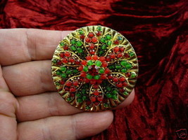 (BR-248) Red green Poinsettia Christmas bead flower pin pendant - £30.36 GBP