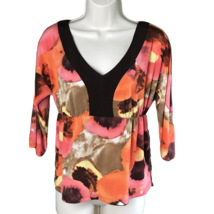 I.N. Studio Classy Shirt Blouse ~ Sz PS ~ Multicolor ~ 3/4 Sleeve ~ Stretch - £10.78 GBP