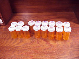 Lot of 16 Rite Aide Amber Plastic Pharmacy Pill Bottles, 2 5/8 Inches Tall - $6.95
