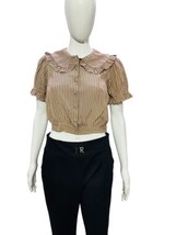 Doen Womens Sparrow Cream Seafarer Stripe Printed Ruffle Blouse Tunic To... - $144.05