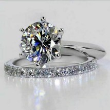 3CT Finto Diamante Rotondo Fidanzamento Solitario Anello 14k Placcato Oro Bianco - £85.31 GBP
