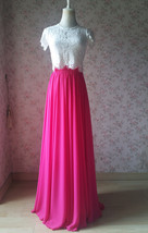 Hot-pink Chiffon Maxi Skirt Outfit Women Custom Plus Size Summer Party Skirt image 3