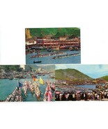 3 Color Postcard Hong Kong Harbor Dragon Boat Racing Tai Pak Restaurant ... - £4.74 GBP