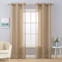 The Miulee Taupe Brown Sheer Curtains Elegant Light Filtering Drapes - Farmhouse - £27.91 GBP