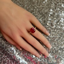 14K Yellow Gold Ruby Ring July Birthstone Gemstone Band Statement Ring Woman - £1,425.72 GBP