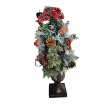 Christmas Tree 2 foot Tabletop Battery Operated Lights in Urn Rustic Holiday - £27.69 GBP