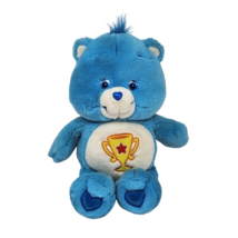 13" Care Bears Blue Champ Bear Yellow Star Trophy 2003 Stuffed Animal Plush Toy - £29.90 GBP