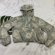 Hurley Womens Cropped Windbreaker Jacket Sie M Green Tropical Floral Hooded - $556.07 MXN