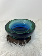 Vintage 50s Murano Archimede Seguso Geode Bowl in Green and Blue Art Glass HEAVY - $399.99