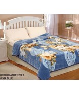 FLOWERS BLUE JAPANESE KOYO 2PLY BLANKET VERY HEAVY SOFTY AND WARM QUEEN ... - £87.04 GBP