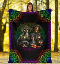 Funny Dachshund Dog Blanket Gift For Dogs Lover Fleece Sherpa Mandala Blanket - £46.41 GBP+