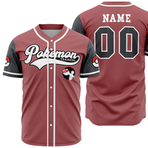 Custom Baseball Jersey Anime Shirt Pokemon Trainer Costume Unisex Birthday Gift - £16.07 GBP+