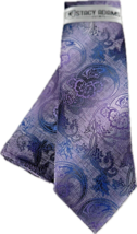 Stacy Adams Men&#39;s Tie Hanky Lilac Lavender Cobalt Blue Floral Plaids 3.25&quot; Wide - £17.57 GBP