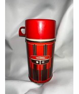 Vintage Red 1960s Lunchbox Metal Thermos Bottle Complete Glass Half Pint - $24.75