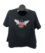VTG Harley Davidson Wings Black T-Shirt Rhinestone Jeweled Logo 3W 90’s ... - $19.79