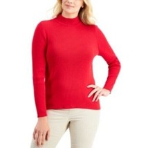 Karen Scott Red Relaxed Ribbed Mock Neck Long sleeve Ladies sweater NEW ... - $38.55