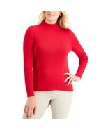 Karen Scott Red Relaxed Ribbed Mock Neck Long sleeve Ladies sweater NEW ... - £30.18 GBP