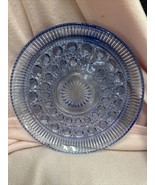 Rare Vintage BLUE Federal Glass Windsor Clear Button &amp; Cane 11&quot; Platter - £34.51 GBP