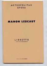 Manon Lescaut Metropolitan Opera Libretto Giacomo Puccini - £14.04 GBP