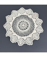 Vintage Handmade Round White Crochet Doily - $221.44 MXN