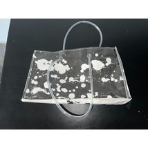 Recycled upcycled tote bag raindrops apparel black white reusable  - $8.91