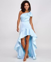 CITY STUDIOS Juniors&#39; One-Shoulder High-Low Ball Gown Sky Blue Size 13/1... - $69.29