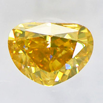 Diamond Heart Shape Natural Fancy Brown Yellow Color 0.45 CT VS2 IGI Certified - £442.47 GBP