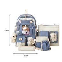 5pcs/set Kawaii Women Backpack  Pattern Korean Cute Student Girl Schoolbag Book  - £95.21 GBP