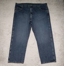 Wrangler Rugged Wear Men&#39;s Size 46x32 Straight Leg 100% Cotton Blue Denim Jeans - $17.97