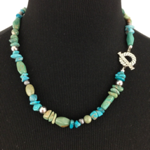 CAROLYN POLLACK turquoise beaded necklace - 20&quot; sterling silver toggle Relios - £73.49 GBP