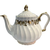 Sadler England Ivory Swirl Teapot Gold Roses w/Gold Trim &amp; Accents #3114 D  Rare - £31.59 GBP