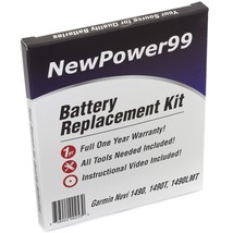 Battery Replacement Kit For Garmin , 1490T, 1490Lmt With Tools, How-To Video Ins - $62.99