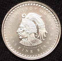 2021 Silver Mexico ?? Aztec Chief Cuauhtemoc Sunstone 1/10 Oz Coin - £6.45 GBP