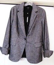 Talbots Lighter Weight Wool Blend Jacket Coat Black Gray White Tweed Size 10 NEW - £35.34 GBP