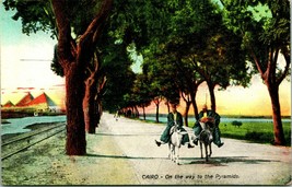 Vtg Postcard  Cairo Egypt On The Way to the Pyramids Riding Donkey UNP Unused - £7.84 GBP