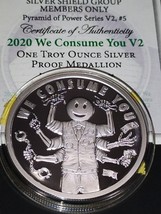 1 oz Silver 2020 We Consume You Proof Silver Shield POP#5 - £102.31 GBP