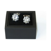 Mens Cufflinks by Vitorofolo for French Cuff Shirt V49-1 silver Plated,Crystal image 2