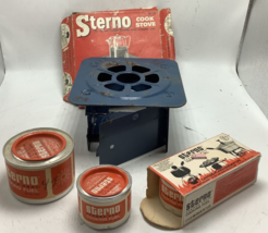 Bundle Vintage Sterno Folding Cook Stove No. 33 w/ Box and 4 cans cooking fuel - £22.05 GBP
